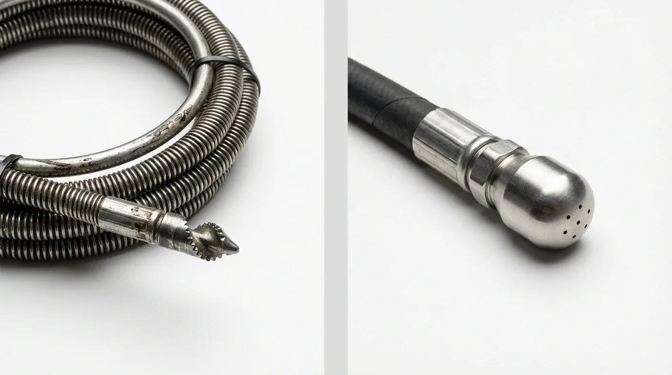 Drain snake cable and hydro jetting nozzle used for drain cleaning in Seymour, MO