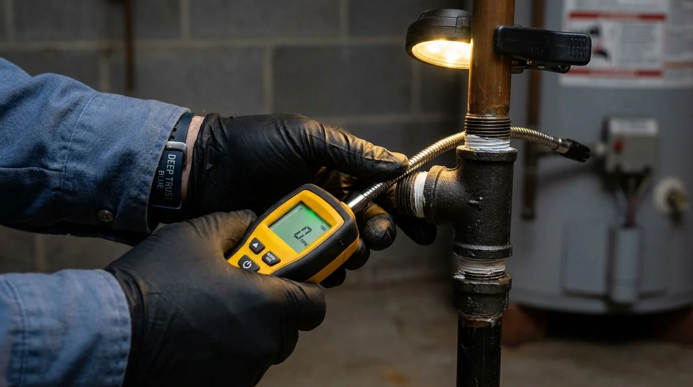 Gas leak detection with electronic sniffer by Johns Plumbing LLC in Seymour